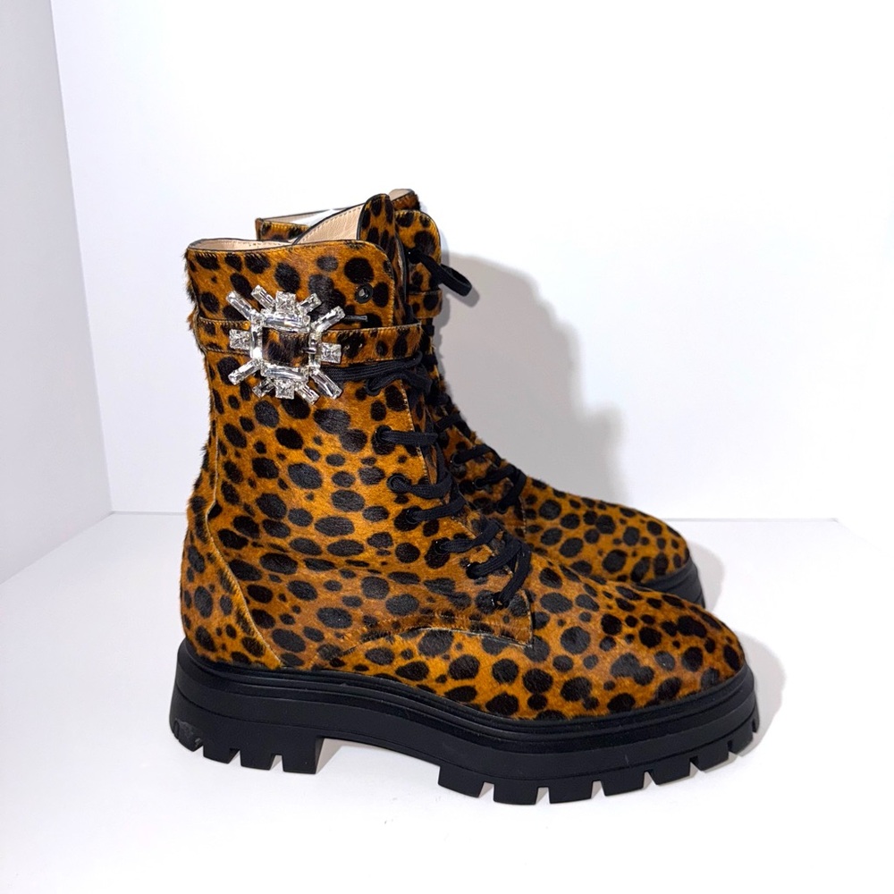 Stuart Weitzman Crystal Nova Bedford Leopard Booties - Picture 2 of 4